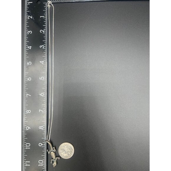 Sterling Silver Articulated Lizard Pendant Necklace 925 18" Box Chain Reptile - Picture 5 of 10